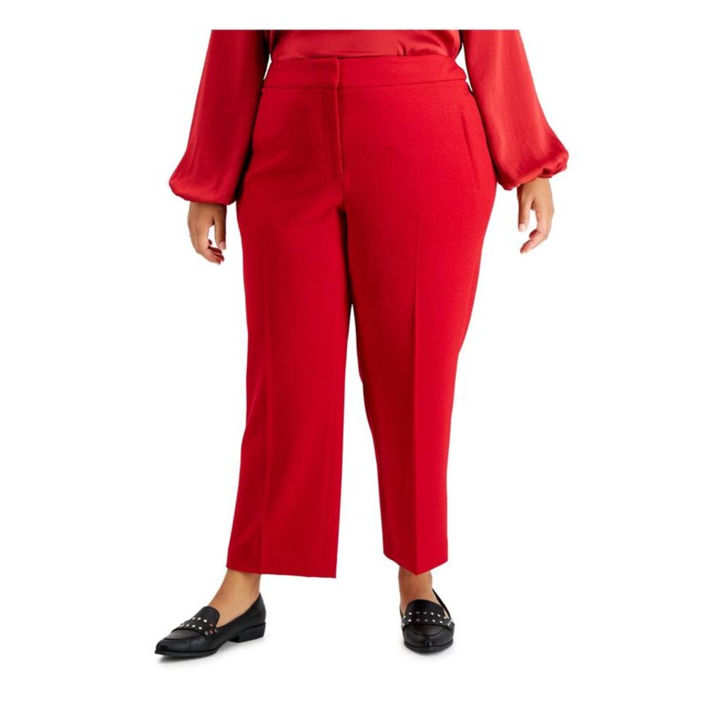 BAR III Womens Straight leg Pants Zippered Wear To Work Textured High Rise
